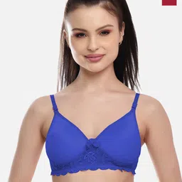 FIMS Women Blue Pack of 3 Cotton Lace Padded Bra-image-8