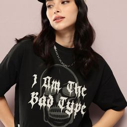 Kook N Keech Typography Printed Drop-Shoulder Sleeves Crop Boxy T-shirt-picture-38