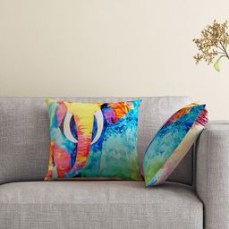 HOUZZCODE Multicoloured Set of 2 Printed 16'' x 16'' Square Cushion Covers-29