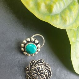 FIROZA Set Of 2 Silver Toned Oxidized Nosepin-image-90