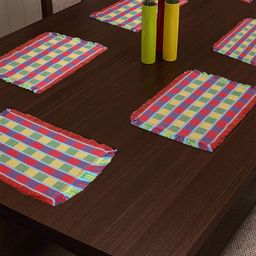 KLOTTHE Multicoloured Set of 6 Geometric Patterned Table Placemats-11