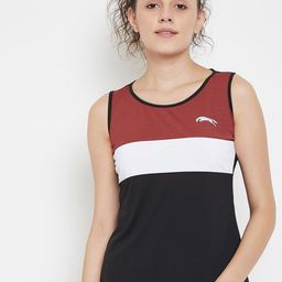JUMP USA Women Black & Red Colourblocked Tank Top-image-91