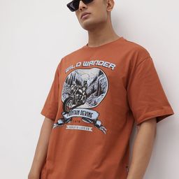 The Roadster Life Co. Men Printed Pure Cotton Relaxed Fit T-shirt-image-55