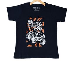 OBOW Boys Navy Blue  White Printed Round Neck Pure Cotton T-shirt-image-110