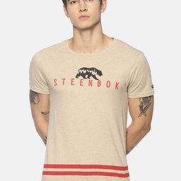 Steenbok Men Beige Printed Round Neck T-shirt-image-84