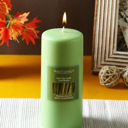 HOSLEY Green Fresh Bamboo Fragranced Wax Pillar Candle-image-6