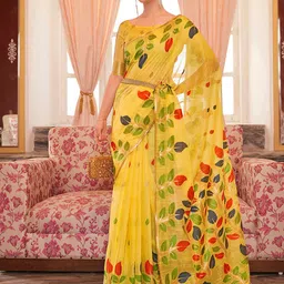 elora Floral Motif Woven Design Cotton Saree-picture-2