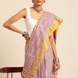 Taavi Striped Pure Cotton Woven Legacy Saree-image-25