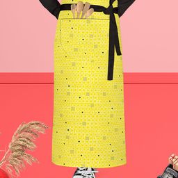 ArtzFolio Black & Yellow Printed Cotton Waist Apron-image-85