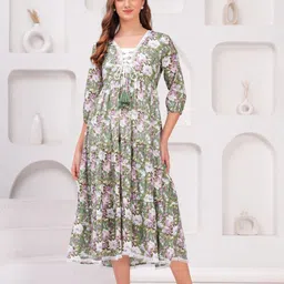 JC4U Women Tie-Up Neck Fit & Flare Midi Dress-picture-50