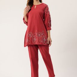 MISRI Embroidered Pure Cotton Co-Ords-14