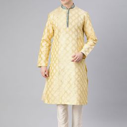 Manthan Men Checked Thread Work Kurta-image-34