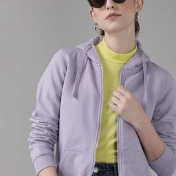 Roadster Women Lavender Solid Hooded Sweatshirt-image-54
