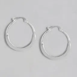 Carlton London Rhodium-Plated Circular Hoop Earrings-image-15
