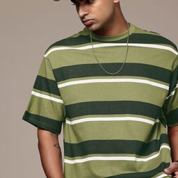 The Roadster Life Co. Striped Drop-Shoulder Sleeves Pure Cotton T-shirt-image-63