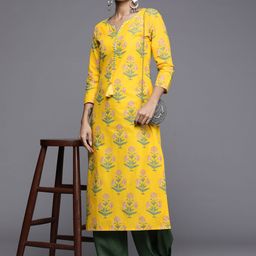 Varanga Mustard Marigold Cotton Straight Kurta-image-16