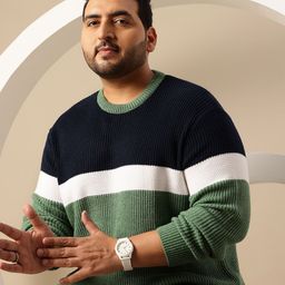Sztori Plus Size Colourblocked Acrylic Pullover-image-32