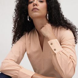 The Roadster Lifestyle Co. Solid V-Neck Crepe Top-image-49