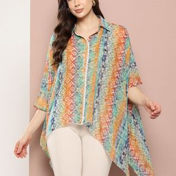 Qurvii Women Comfort Printed Kimono Sleeves Casual Shirt-15