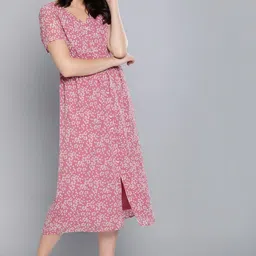Mast & Harbour Women Pink & White Printed Empire Dress-picture-34