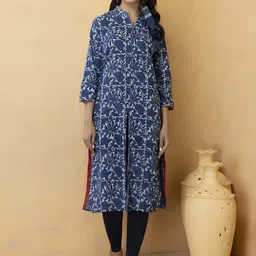 Geroo Jaipur Women Blue Printed Straight Kurta-image-28