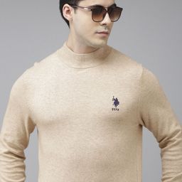 U.S. Polo Assn. Men Beige Solid Pullover Sweater-image-129