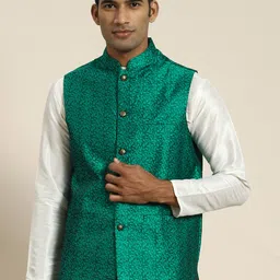 SOJANYA Men Woven Design Jacquard Nehru Jacket-57