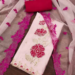 Blissta Floral Embroidered Sequinned Work Unstitched Dress Material-image-64