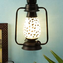 Devansh Silver-Toned & Black Self Design Traditional Hanging Lantern-picture-11