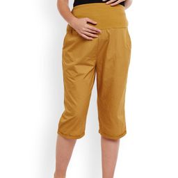 Oxolloxo Women Mustard Yellow Comfort Regular Fit Solid Maternity Culottes-image-36