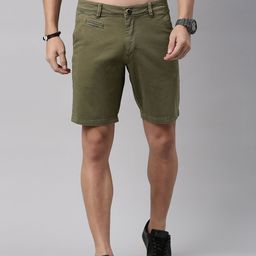 Roadster Men Olive Green Solid Regular Fit Chino Shorts-image-39