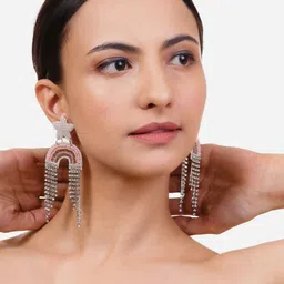 VIVAZS Beaded Star Shaped Rainbow Drop Earrings-picture-45