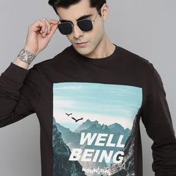 Flying Machine Men Charcoal Grey & Blue Printed Cotton Sweatshirt-picture-9