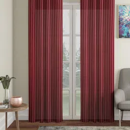 HOSTA HOMES Maroon Set of 2 Geometric Door Curtain-image-17