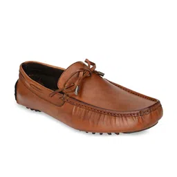 San Frissco Men Brown Solid Leather Loafers-image-24