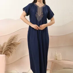 EASY MOM Embroidered Flutter Sleeve Maxi Dress-image-49