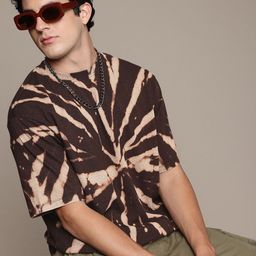 R.Code by The Roadster Life Co. Men Tie and Dye Printed Relaxed Fit T-shirt-image-0