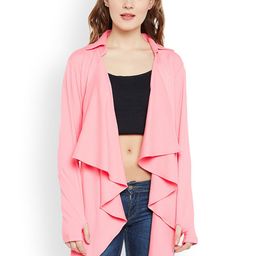 Hypernation Pink Solid Open Front Shrug-44