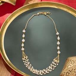 Zaveri Gold-Plated Multistrand Pearls Necklace-74