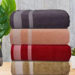 Aura Athom Living Premium Pack of 4 Multicolor Cotton 500 GSM Bath Towel-image-33