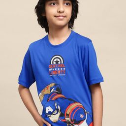 Kids Ville Boys Captain America-Printed Cotton T-Shirts-47