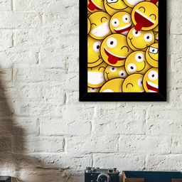 TIED RIBBONS Black & Yellow Solid Graphic Emojis Wall Art-image-83