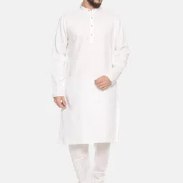 TATTVA Men White Woven Design Straight Kurta-image-22
