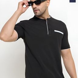 REYA Pack Of 2 Mandarin Collar Cotton T-shirts-image-85