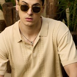 DENNISON Men Oversized Polo Collar Knitted T-Shirt-image-61