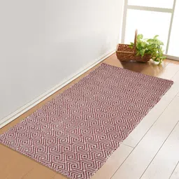 Saral Home Maroon & Off-White Geometric Patterned Dhurrie-16