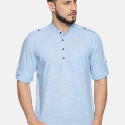 IVOC Men Blue Solid Pathani Kurta-image-25