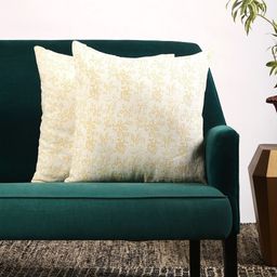 Contrast Living Set of 2 White & Yellow Floral Print Square Cushion Covers-image-57