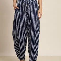 MBeautiful Women Blue Striped Organic Cotton Lounge Pants-picture-45