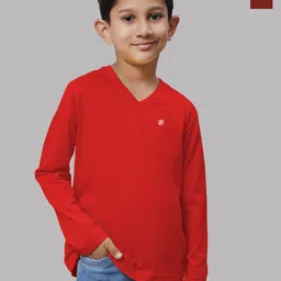 Friskers Boys Red 2 V-Neck Raw Edge T-shirt-picture-18